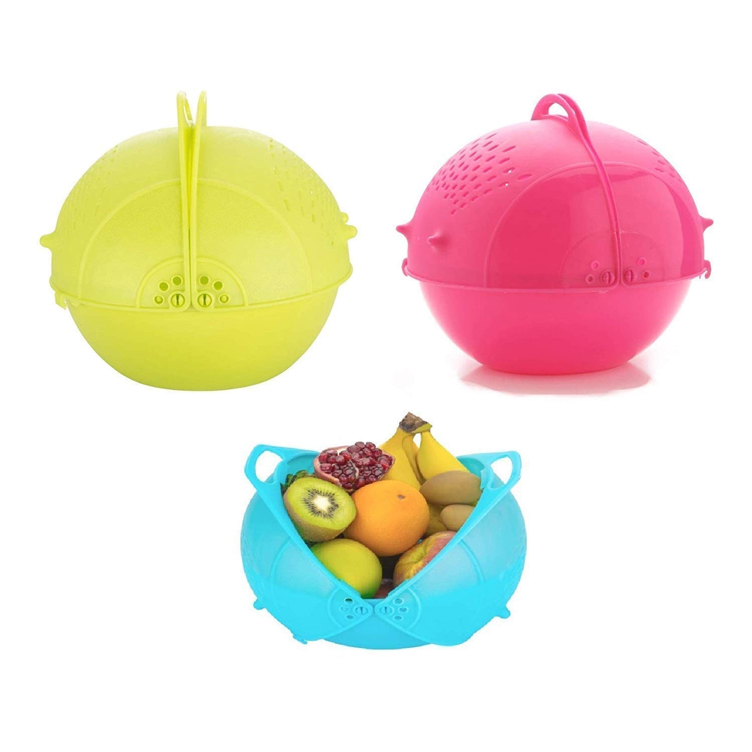Plastic fruit and vegetable basket by Ganesh, shown from multiple views. Plastic fruit and vegetable basket by Ganesh, shown from multiple views.